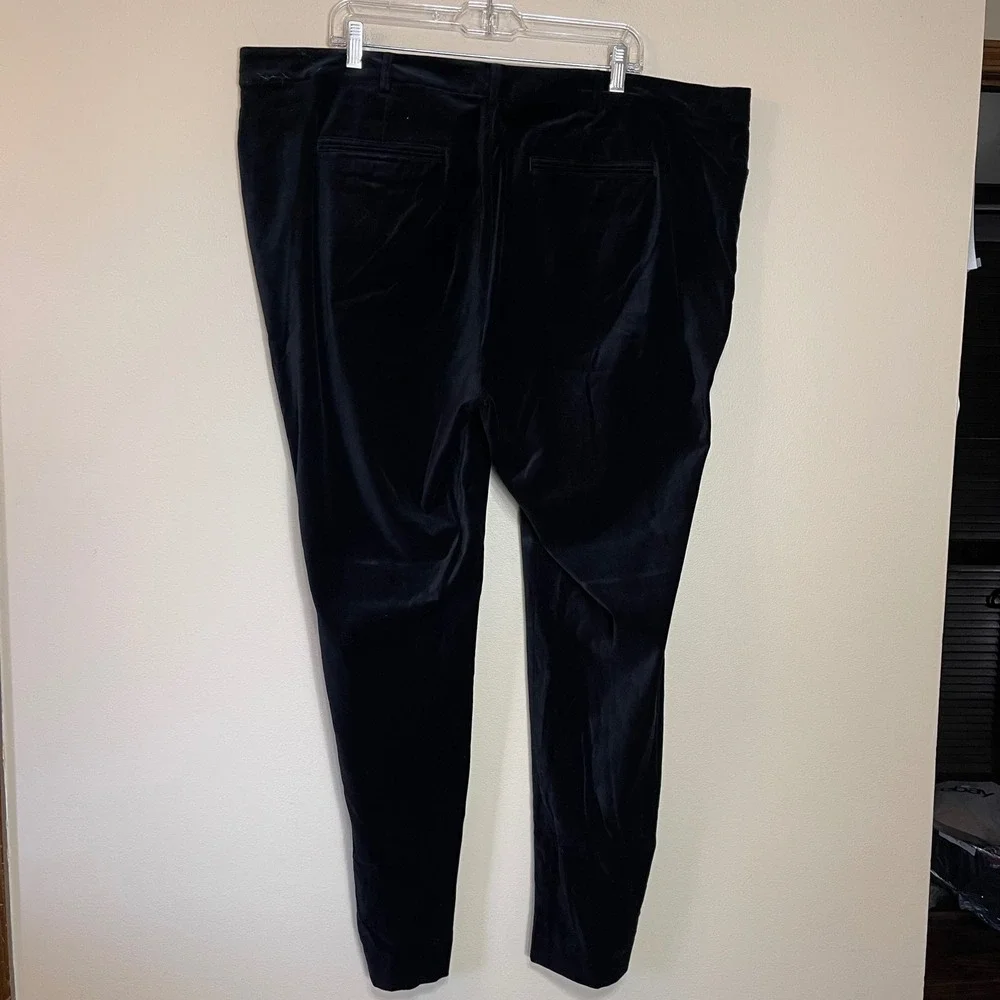 Lauren Ralph Lauren Black Velvet Straight Leg Pants Womens 22W Gold Hardware